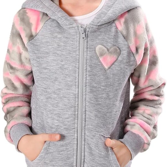 V.&GRIN Girl Zip up Hoodie Sweatshirt Soft Fuzzy Fleece Jacket with Pocket - Picture 1 of 12